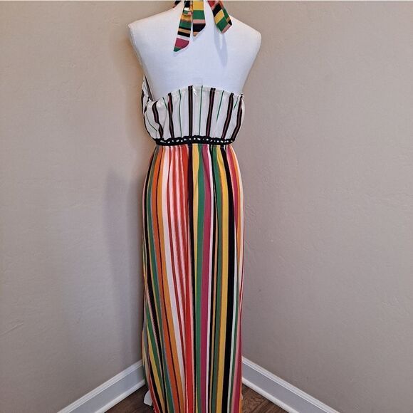 Flying Tomato striped halter neck maxi dress. Size Medium - Picture 4 of 5